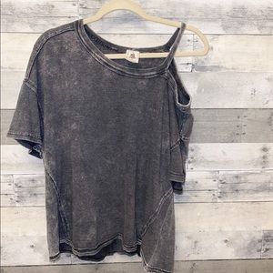 We the free distressed off the shoulder T-Shirt